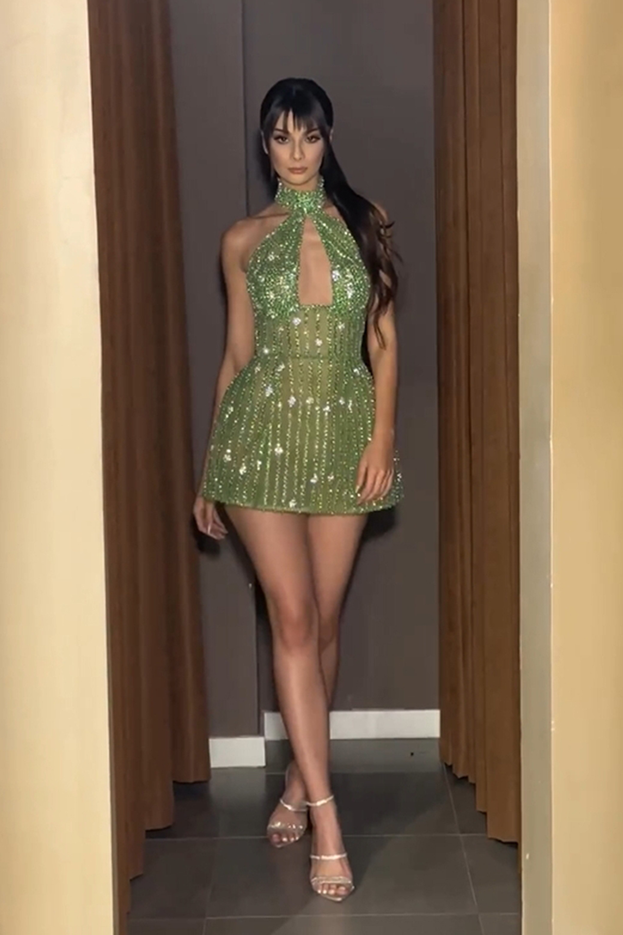 Elara Green Mini Dress
